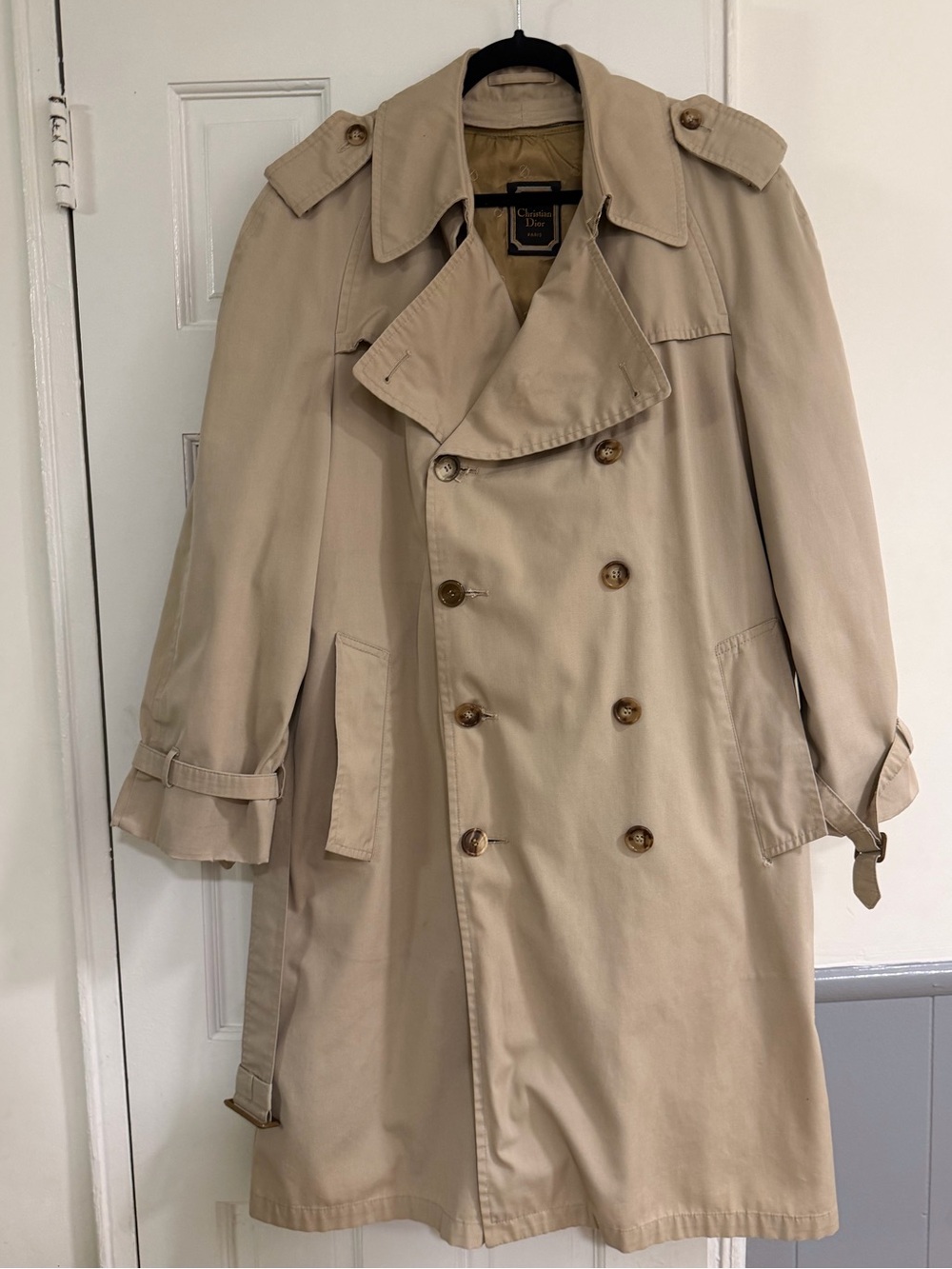 Dior Men's Beige Double-Breasted Trench Coat
